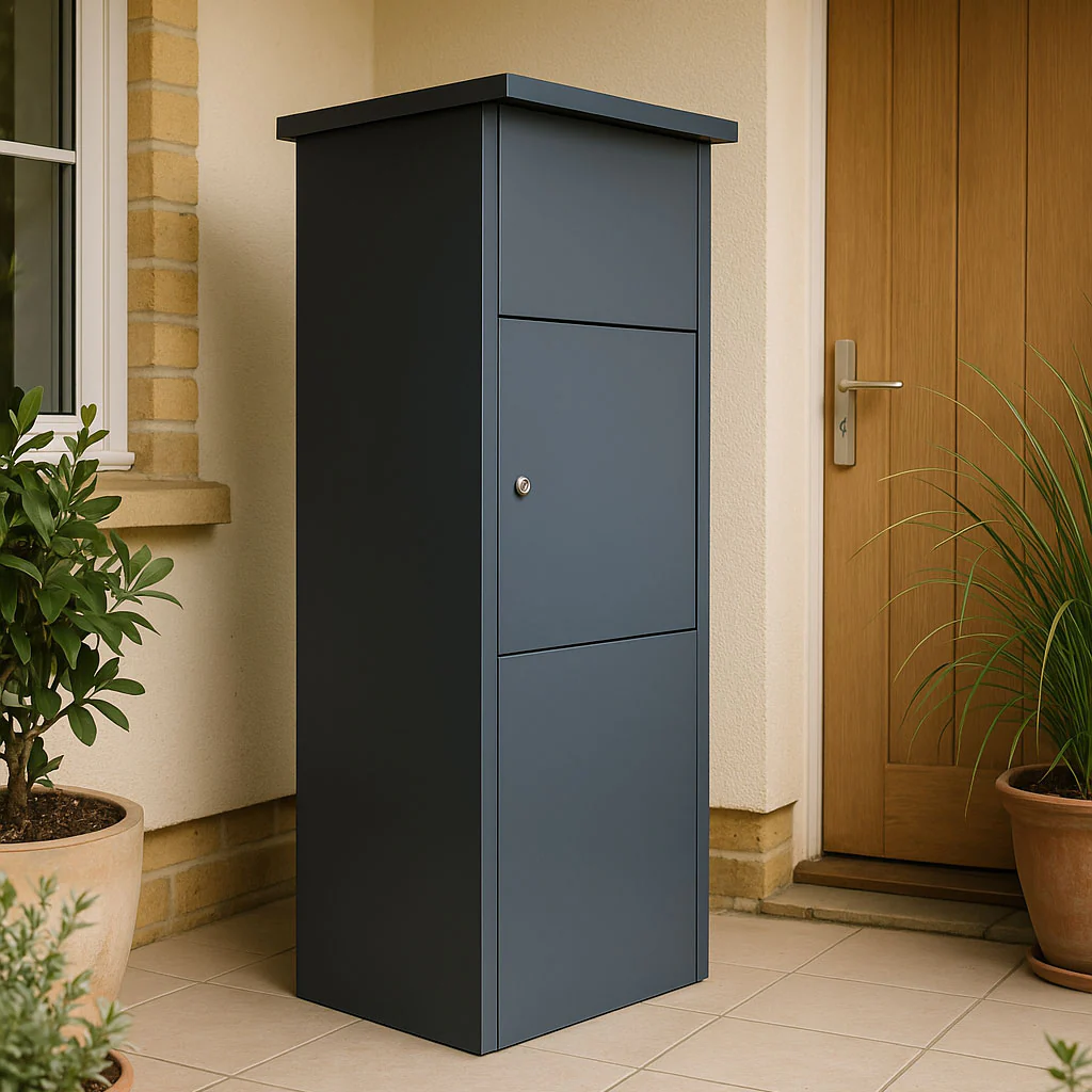 Delivery Box for Home – Goldcrest Freestanding Front Access Parcel Box - Anthracite Grey RAL 7016 - Image 2