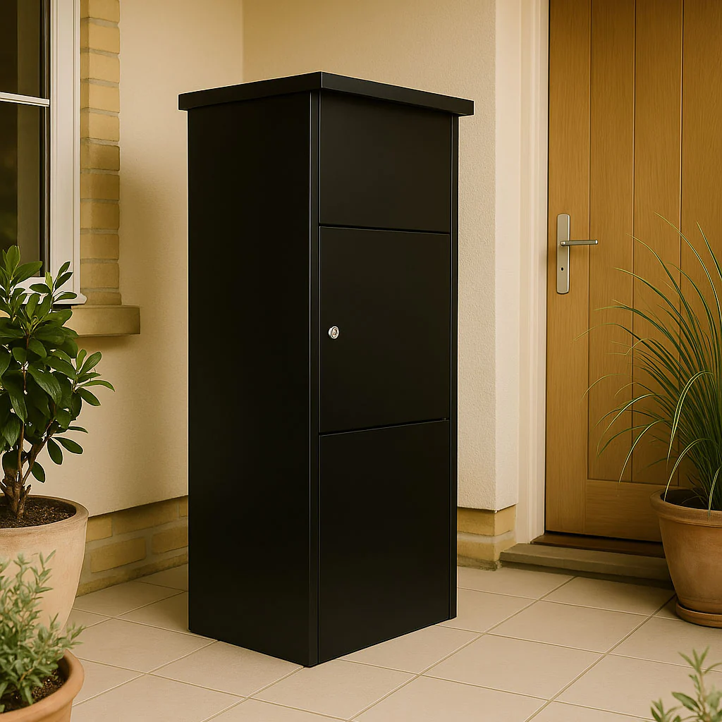 Delivery Box for Home – Goldcrest Freestanding Front Access Parcel Box - Black - Image 2