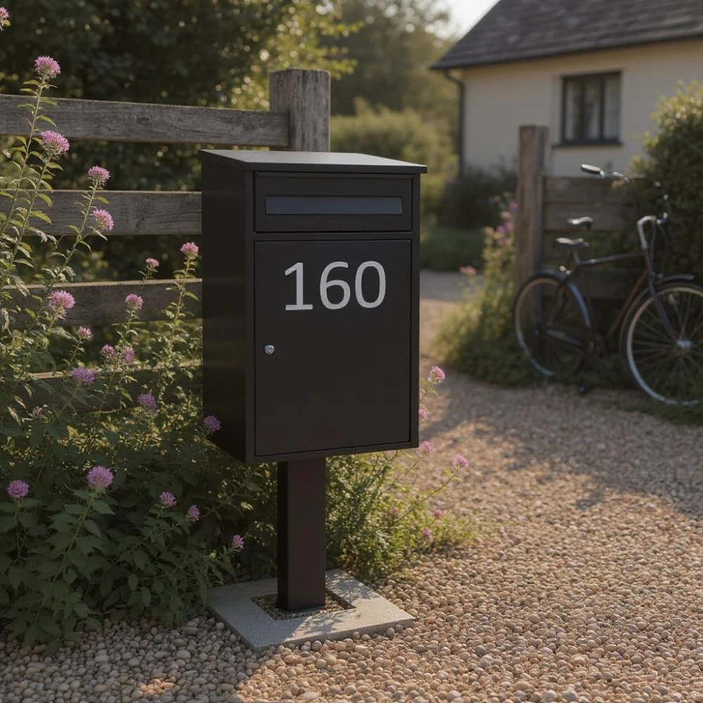Free Standing Parcel Post Box for Home Front Access – Woodpecker with FR-2 stand - Combination Lock - Black - Image 4