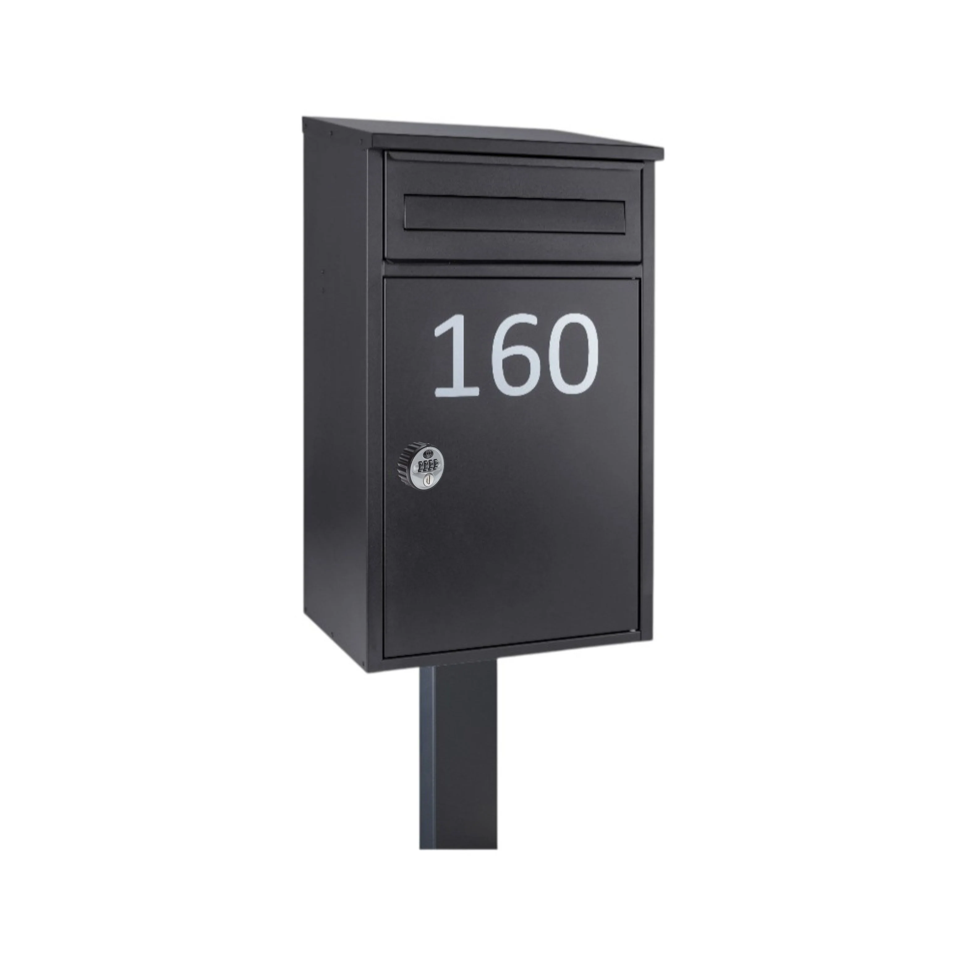 Free Standing Parcel Post Box for Home Front Access – Woodpecker with FR-2 stand - Combination Lock - Black - Image 3