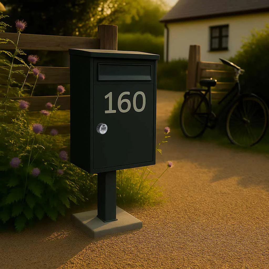 Free Standing Parcel Post Box for Home Front Access – Woodpecker with FR-2 stand - Combination Lock - Anthracite Grey RAL 7016 - Image 2