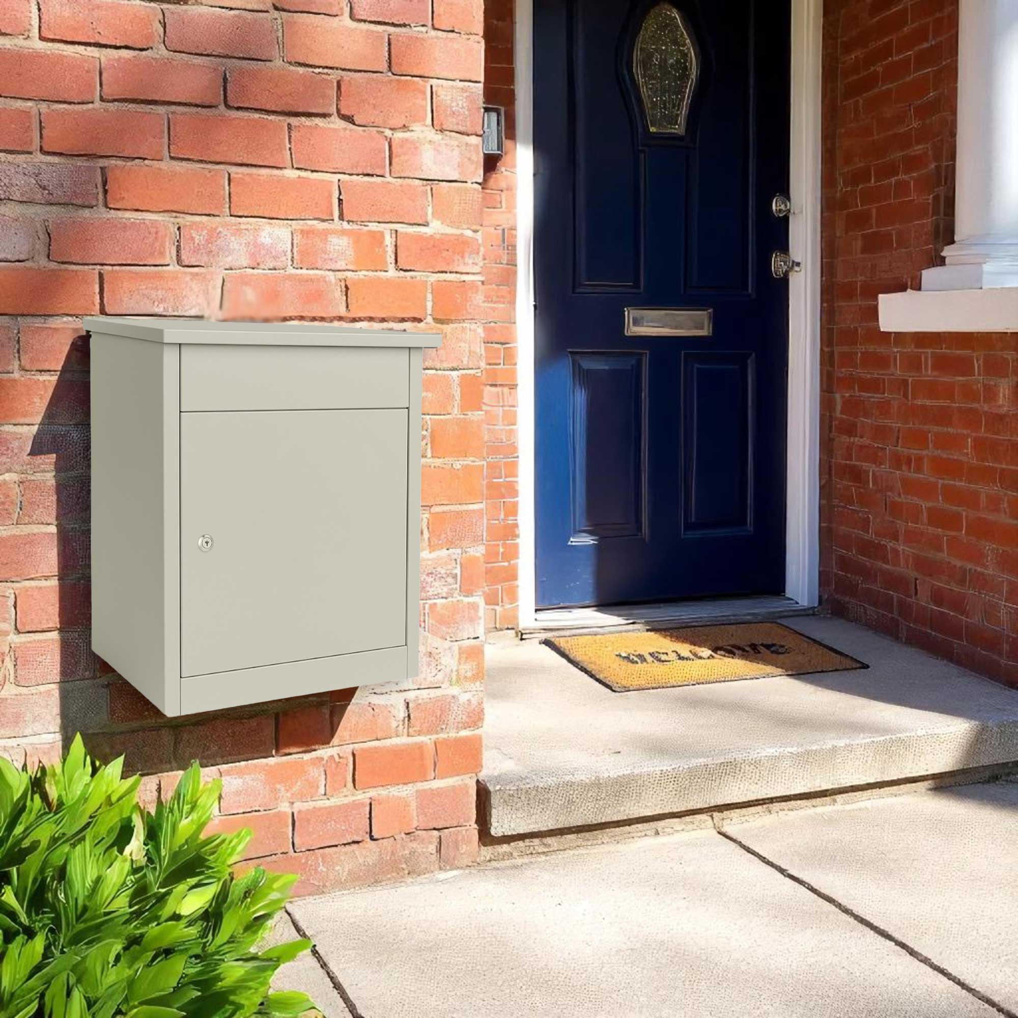 House Parcel Box – Wall Mounted or Free Standing – Puffin - Pebble Grey RAL 7032 - Image 2