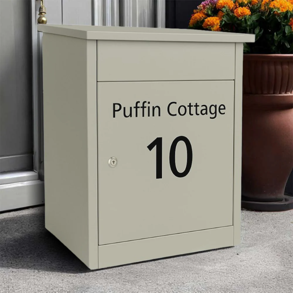 House Parcel Box – Wall Mounted or Free Standing – Puffin - Pebble Grey RAL 7032 - Image 3