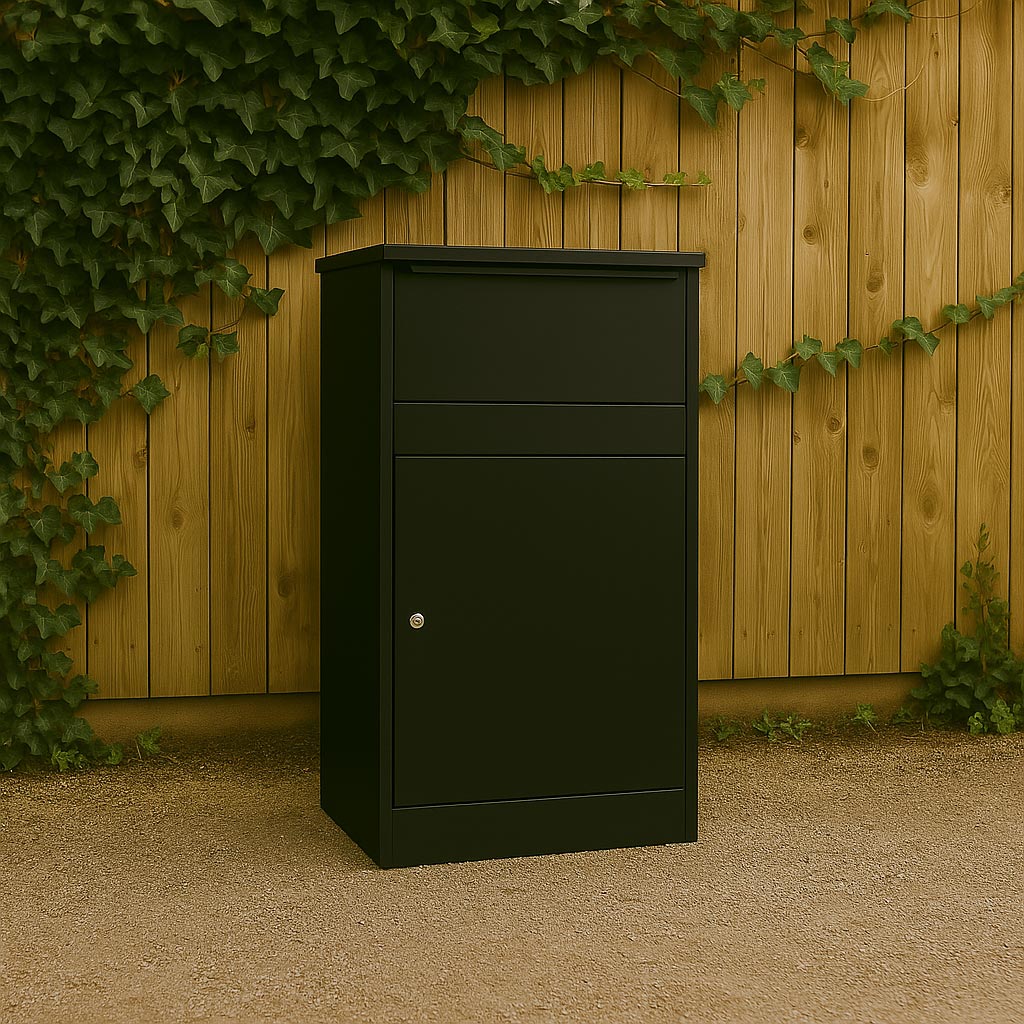 Extra Large Outdoor Front Access Parcel Box for Home – Buzzard - Black - Image 2