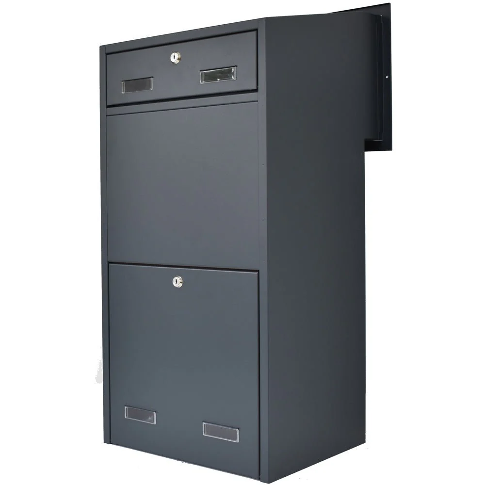 Outdoor Parcel Box for Gates & Fences – Rear Access – Sigma Stainless Steel Front - Black - Image 19