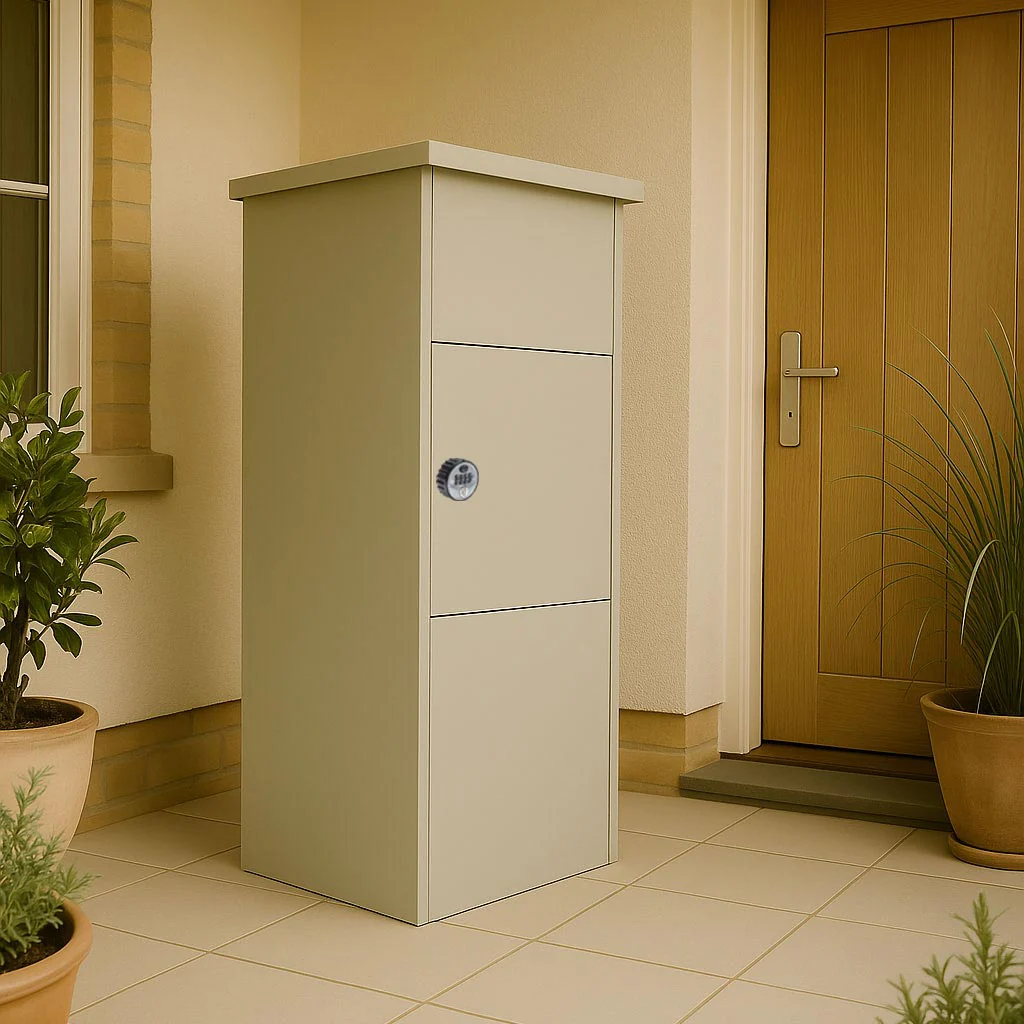Package Delivery Box for Home – Goldcrest Freestanding Front Access Parcel Box - Combination Lock - Pebble Grey - Image 2