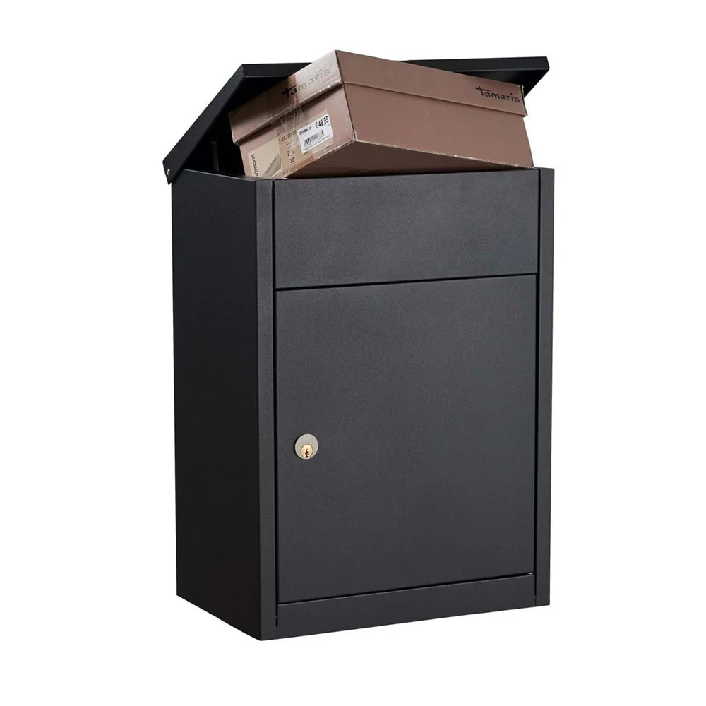 Front Access Parcel Letterbox Wall Mounted Lockable Allux 500 - Black - Image 3