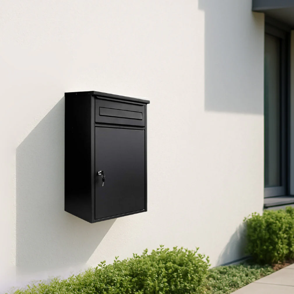 Wall Mounted Parcel Post Box for Home Front Access – Woodpecker - Black - Image 2