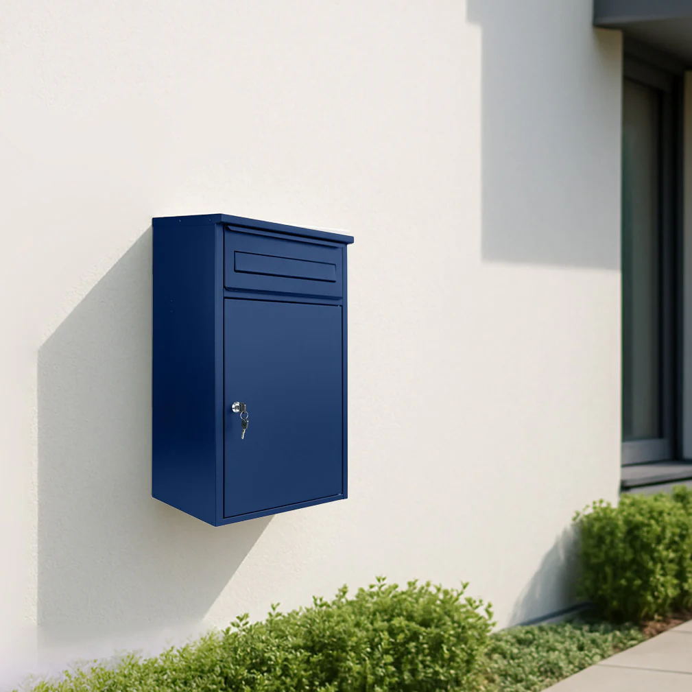 Wall Mounted Parcel Post Box for Home Front Access – Woodpecker - Oxford Blue RAL 5011 - Image 2