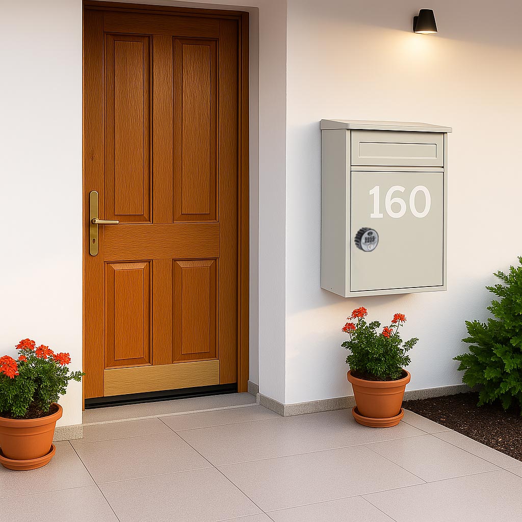 Wall Mounted Parcel Post Box for Home Front Access – Woodpecker - with Combination Lock - Pebble Grey RAL 7032 - Image 2